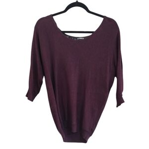 Express Women's Deep Purple Scoop Neck Sweater